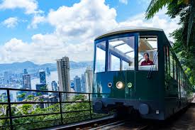Peak Tram ascending to Victoria Peak